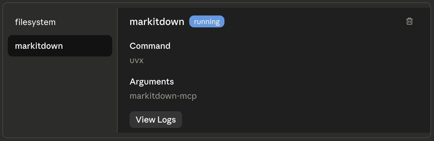 markitdown MCP Running