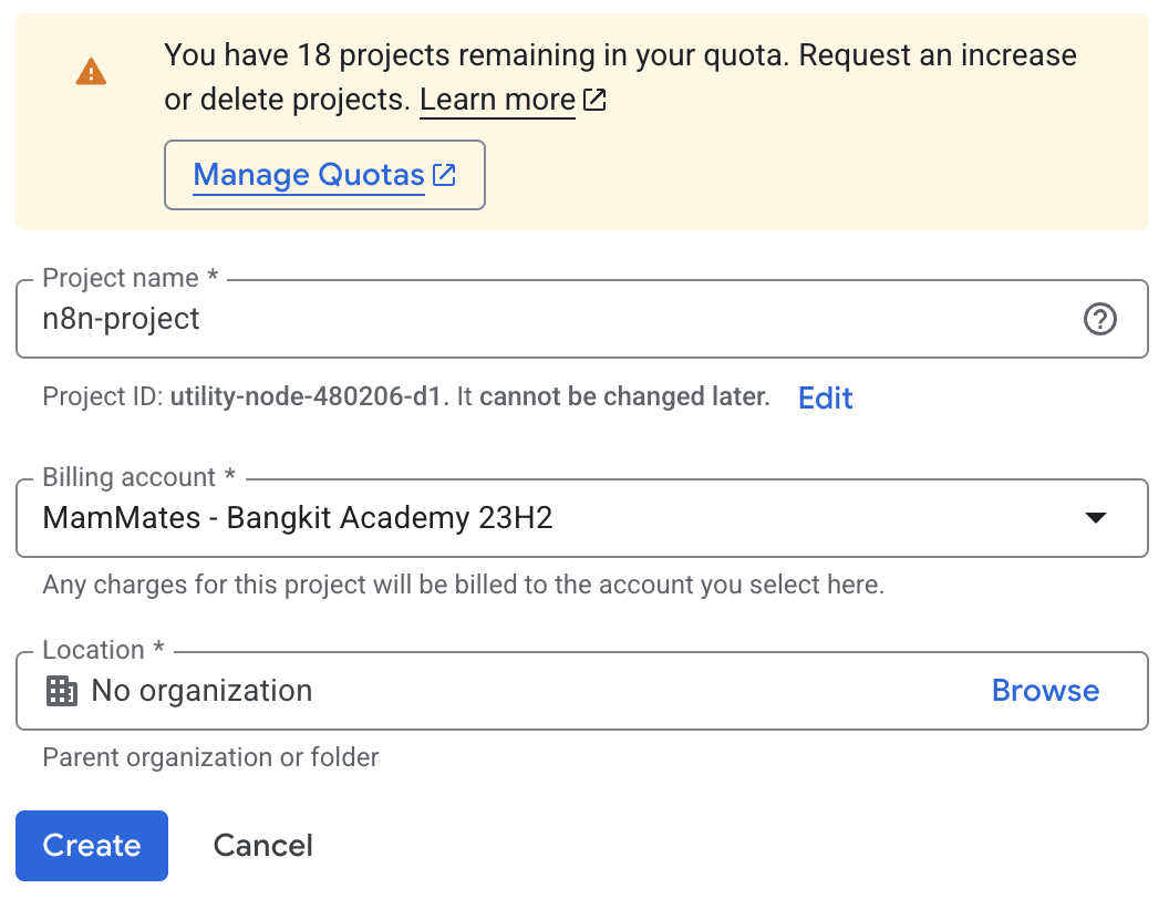 Create a Project on GCP